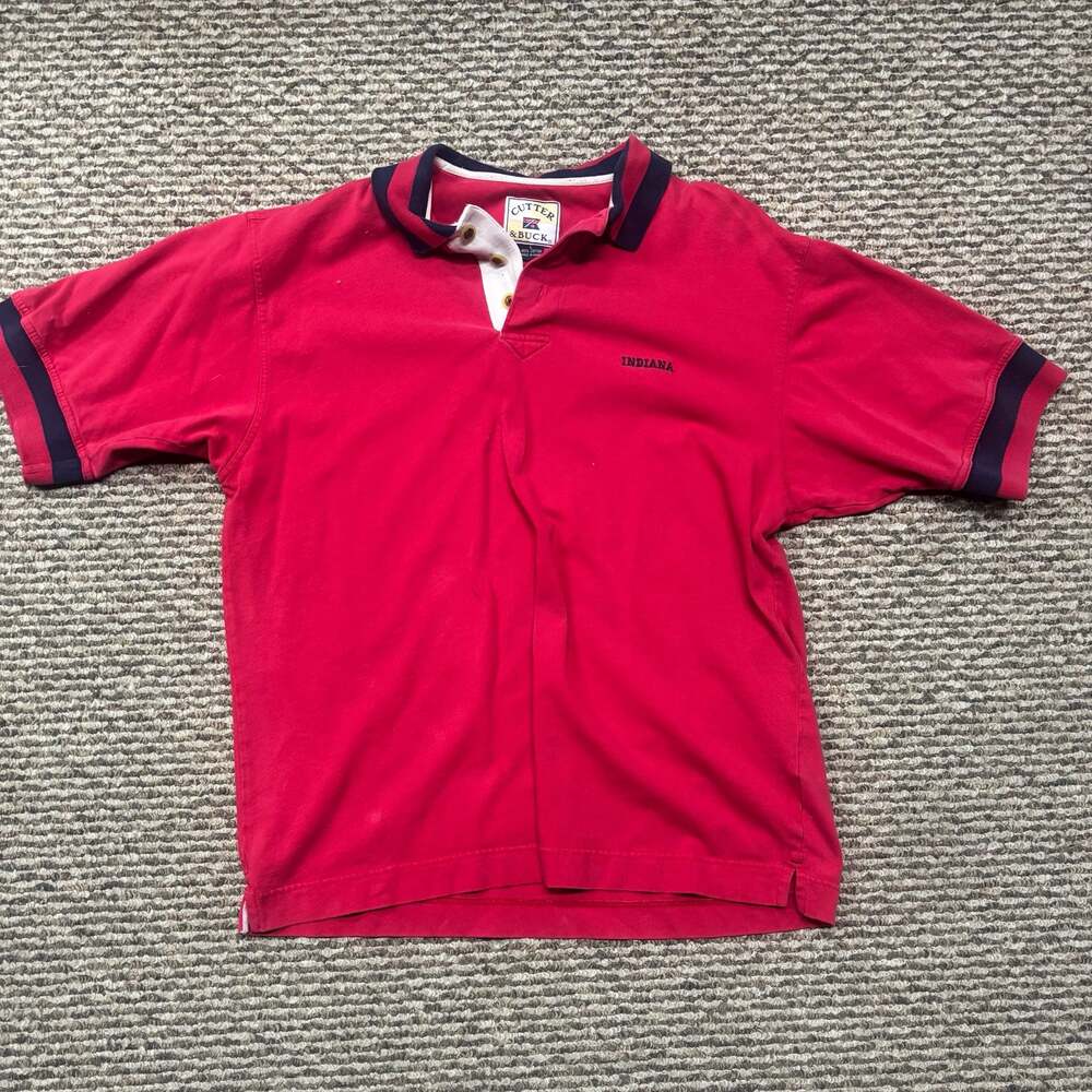 Vintage Cutter & Buck Indiana University Red Embroidered Polo Shirt Size Large